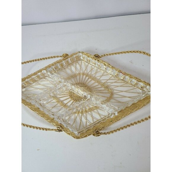 GOLD Metal Diamond Serving Dish Glass Containers - Picture 3 of 7
